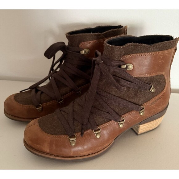 Merrell Shiloh II Ankle Boots Women Size 9.5 Brown Leather and Wool J004418 - Picture 9 of 10
